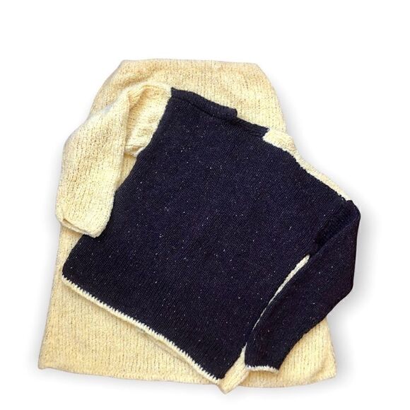 HAND KNIT WOOL 2 PIECE SET CARDIGAN MAXI SKIRT MUSTARD CHOCOLATE BROWN LUREX - Picture 5 of 13